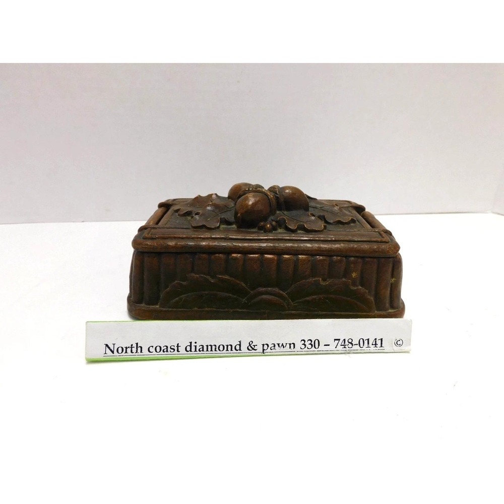 Vtg Syroco Wood Cigarette Holder Acorn Leaf Pattern DW22